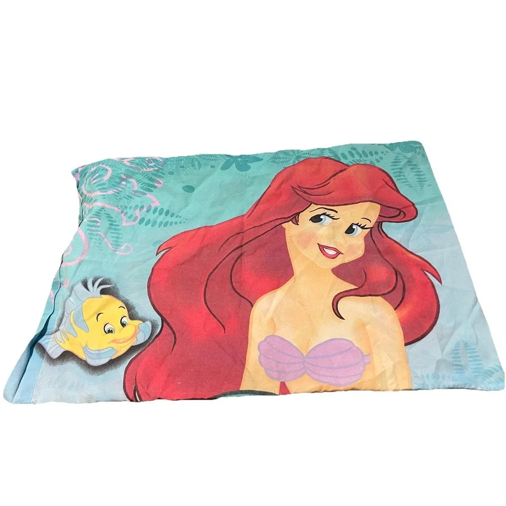 Vintage Disney The Little Mermaid Pillowcase Cover‎ Ariel Flounder Standard